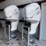 Twin 2019 Mercury 350HP Verado Outboards – 210 Hours – 25” Shaft – Serviced – Controls Included